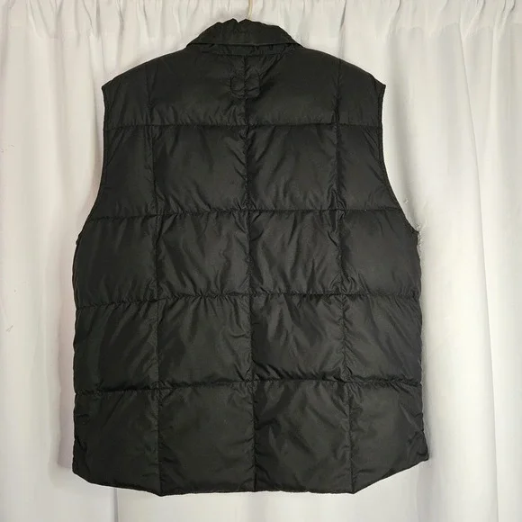 Lands End Goose Down‎ Puffer Vest Men's Large 42-44 Black Outdoors Snaps Quilted - Picture 4 of 9